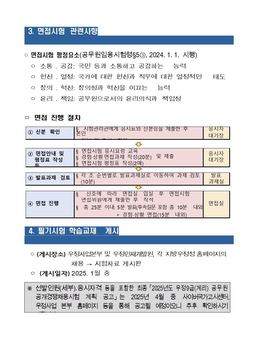 2025년도 우정9급(계리) 공무원 공개경쟁채용 시험일정 등 사전공고002.jpg